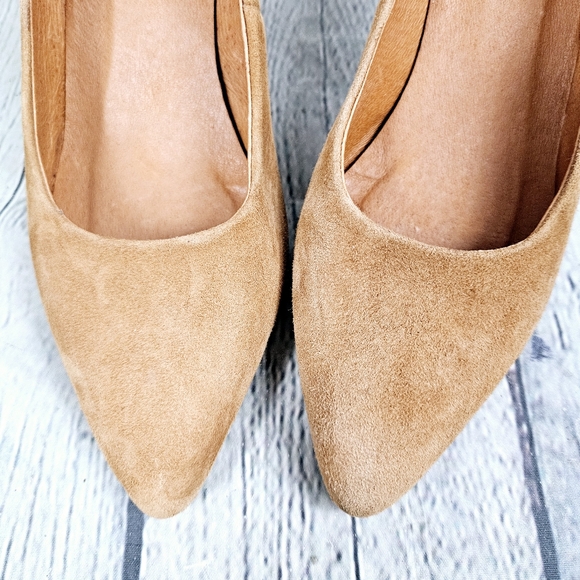 L'INTERVALLE | suede leather chunky block heel pointed toe pumps shoes - Picture 5 of 11